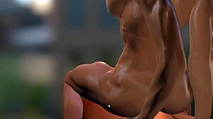 肌肉健美运动员在肛门中体验大插入的3D动画