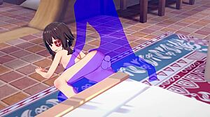 日本のアニメガール、コノスバのメグミンが、このヘンタイビデオでファックされ、中出しされます。