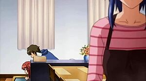 Hermanastro se excita cuando su hermanastra se sienta en él - Hentai con subtítulos en inglés